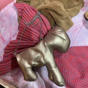 Super cute dog silver handbag